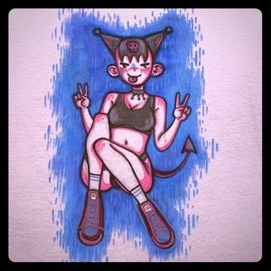 Handmade/hand painted Kuromi tshirt